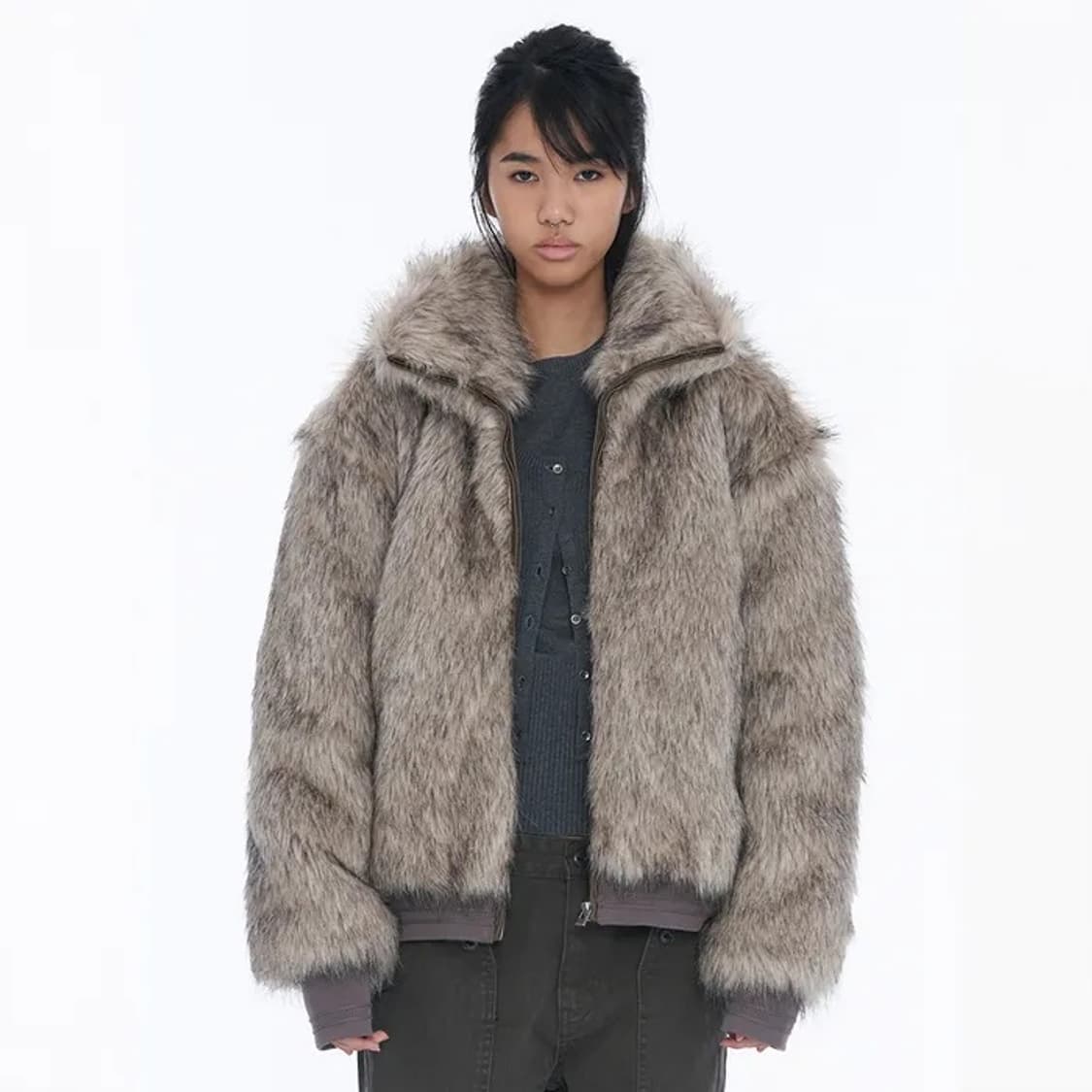 웰빙 익스프레스 퍼 자켓 그레이 M 상품이미지2