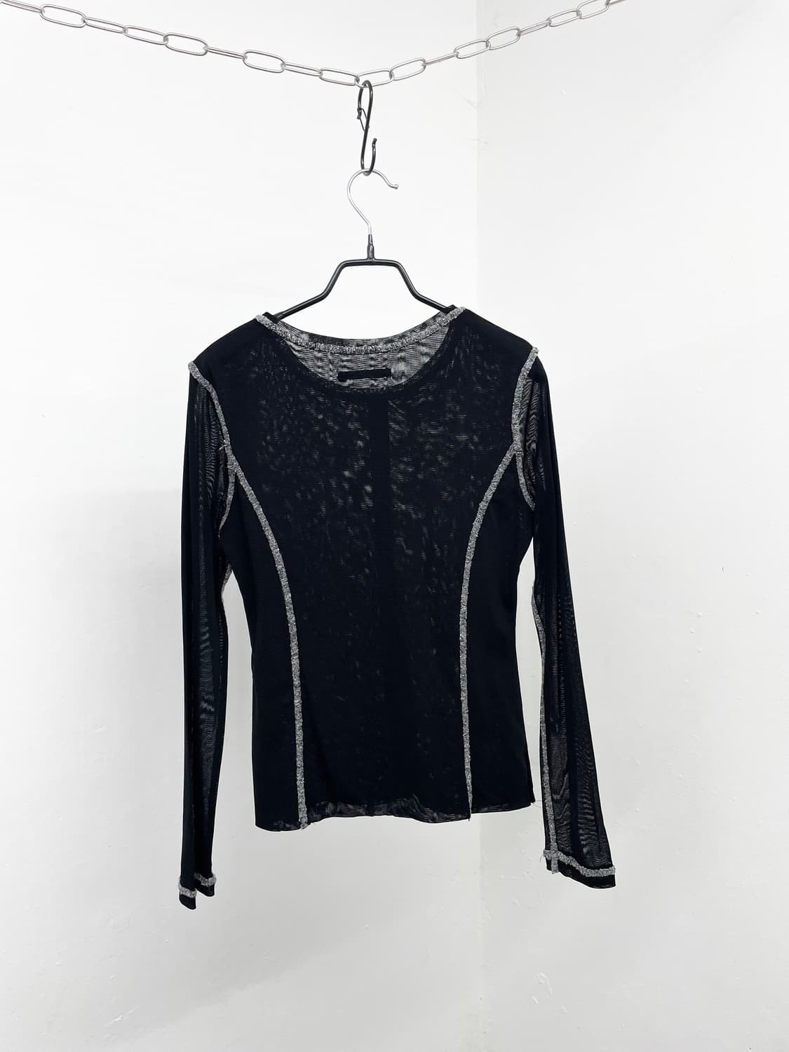 JPN 블랙 절개 시어 메쉬탑 상품이미지7