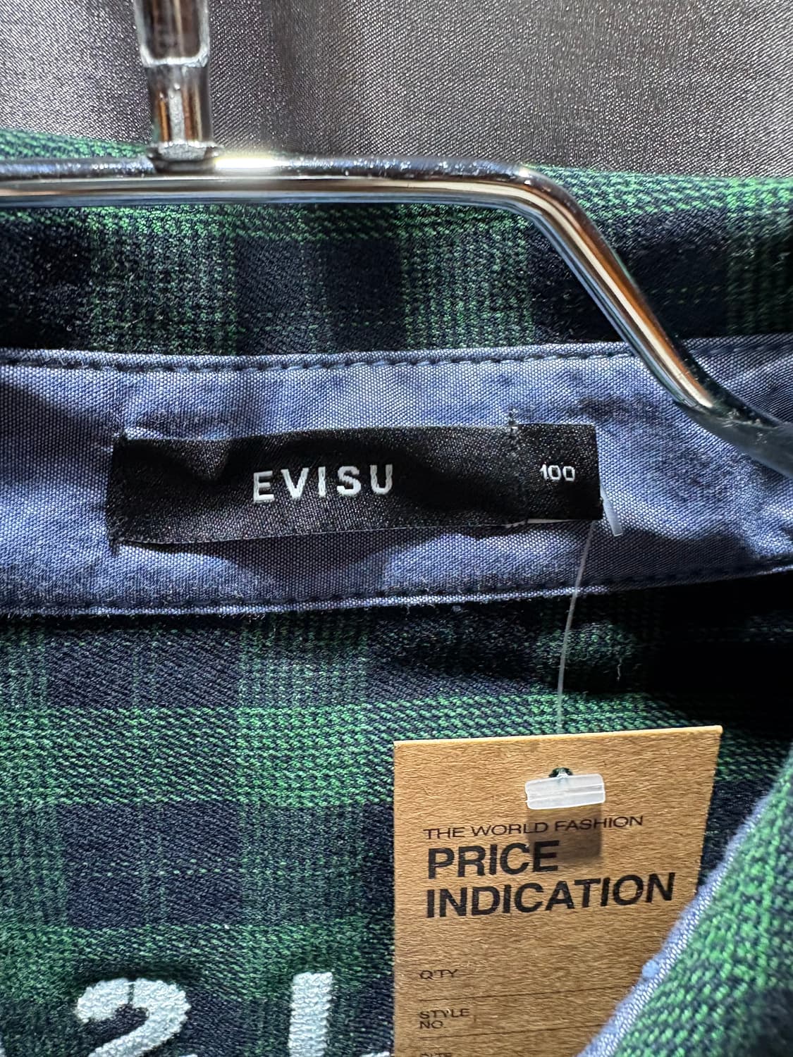 L 에비수 우먼스 타이거 패치 그린 체크셔츠 상품이미지6