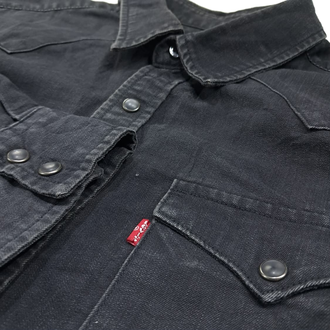 CL744 XL 리바이스 코튼 웨스턴 셔켓스타일 흑청 데님셔츠 남방 상품이미지4