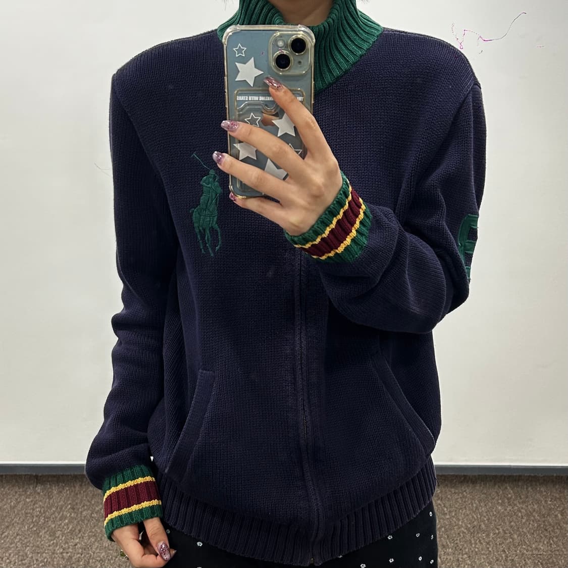 Polo 폴로 그린 빅포니 네이비 니트 집업 상품이미지2