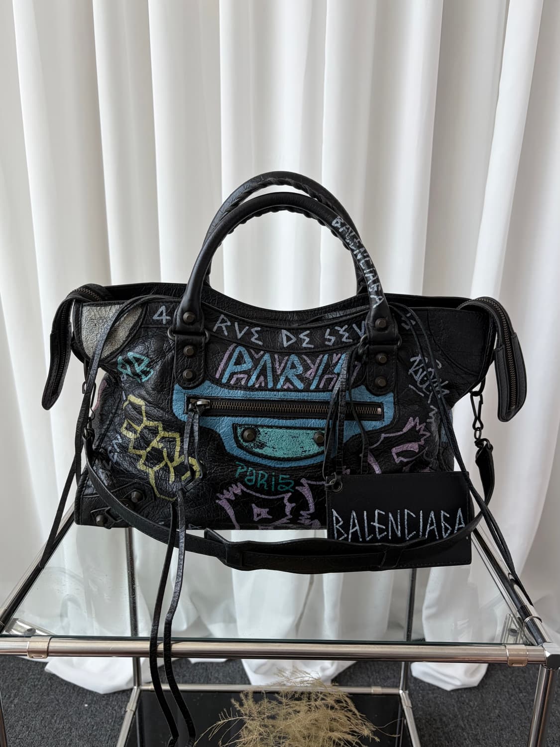 발렌시아가 그래피티 시티 모터백 블객 상품이미지2