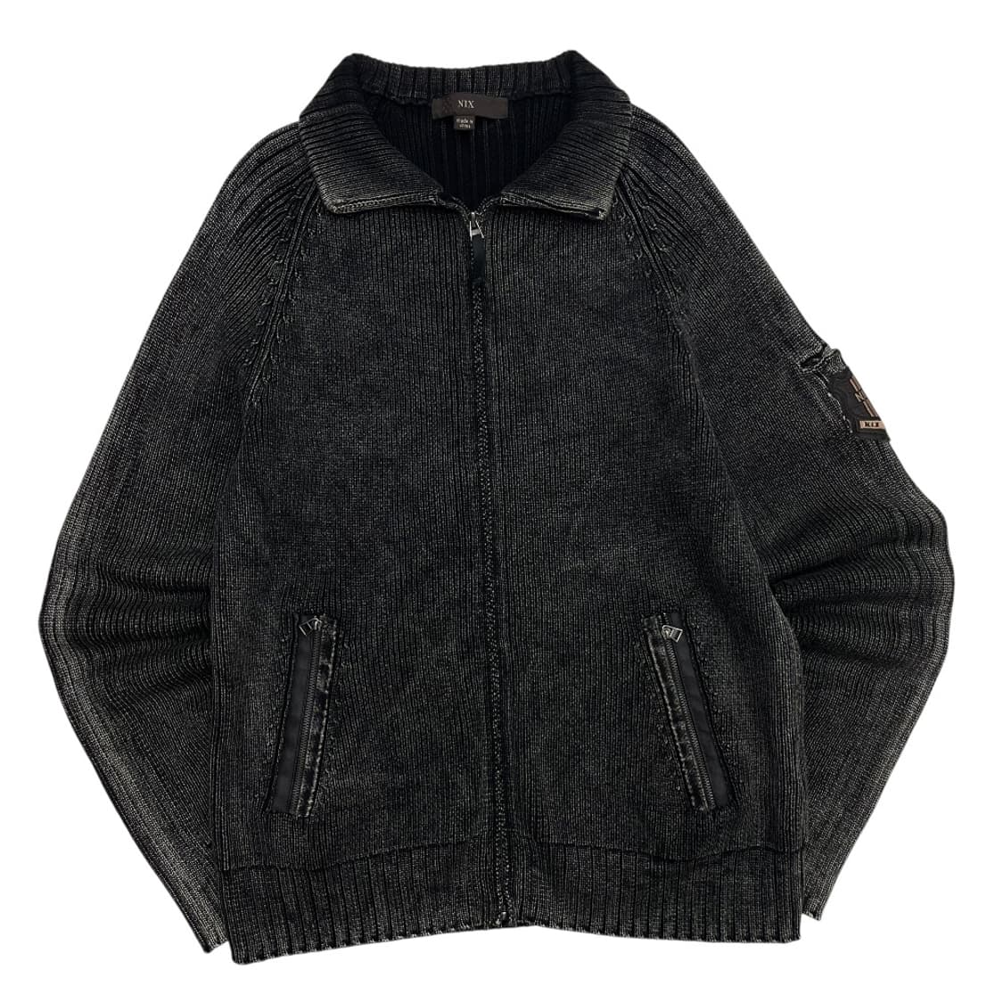 닉스 y2k 블랙 그라데이션 그런지 니트 집업 상품이미지3