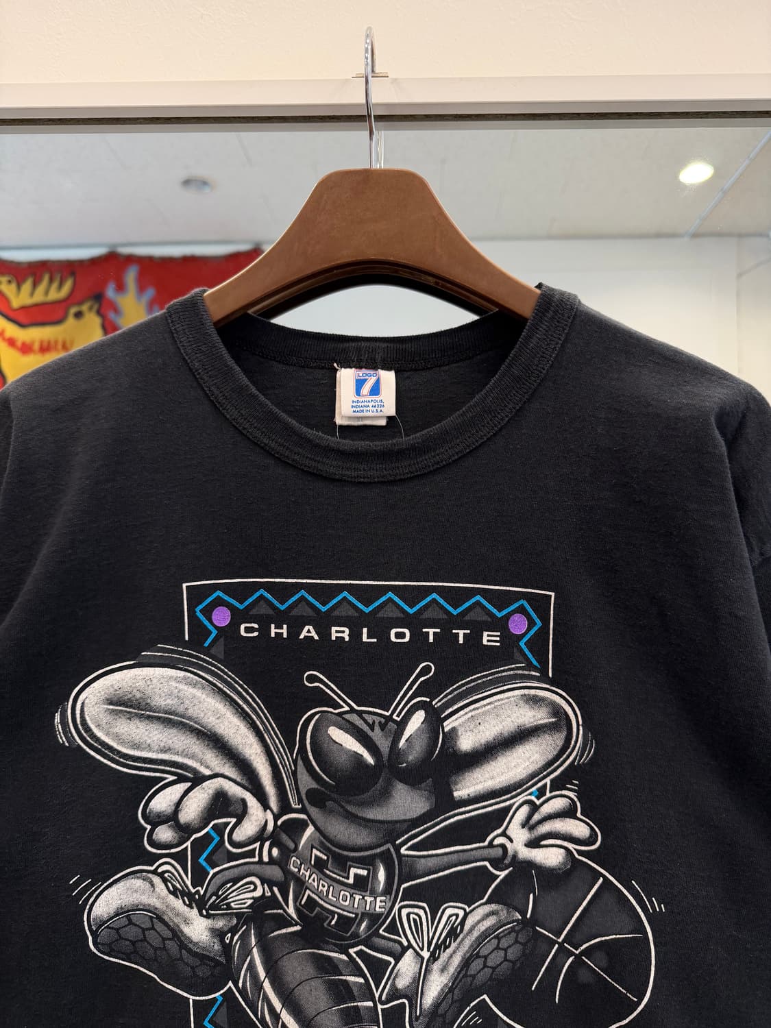 90s Logo 7 NBA 샬럿 호네츠 페이딩 반팔 티셔츠 (USA) 상품이미지3