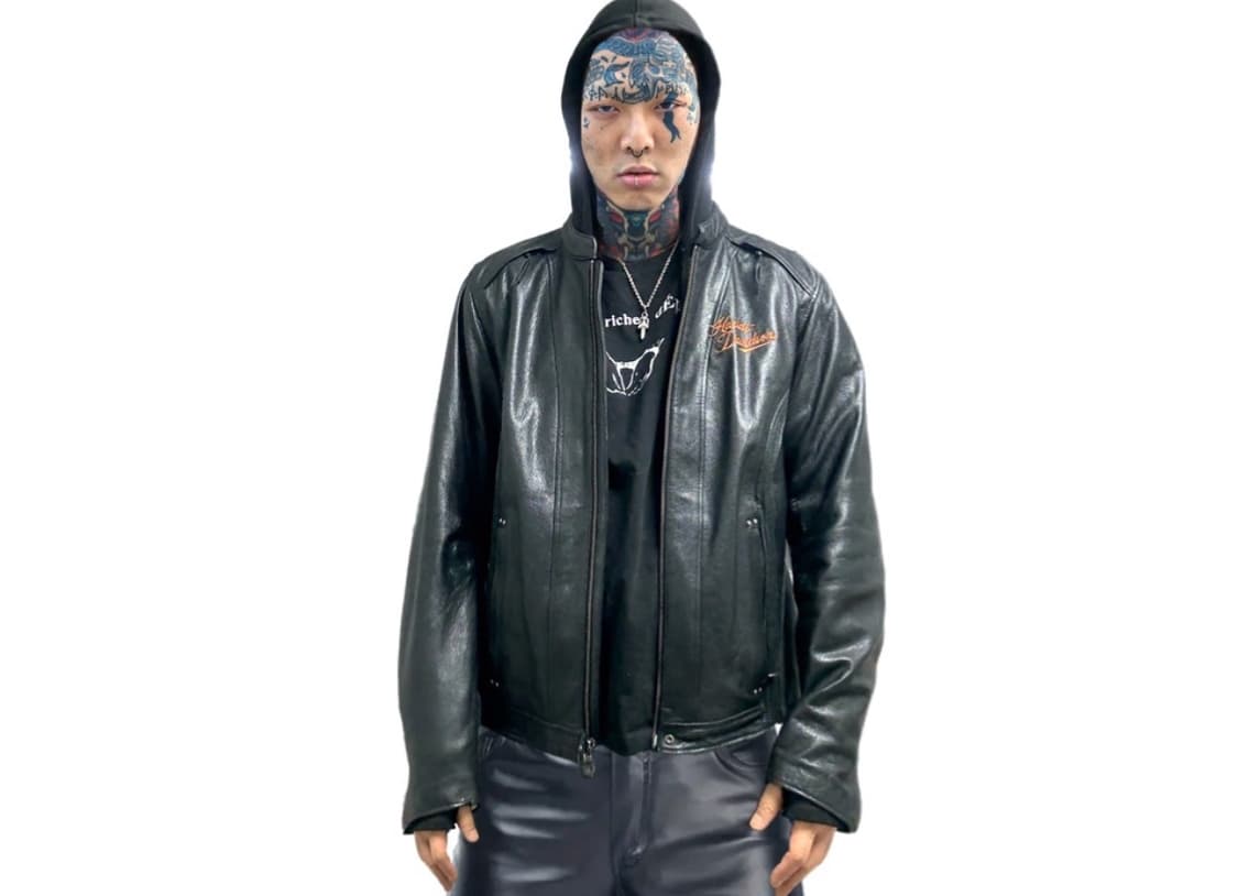 할리데이비슨 핸드커프스후드 후리스안감 고트스킨 바이커자켓 상품이미지1