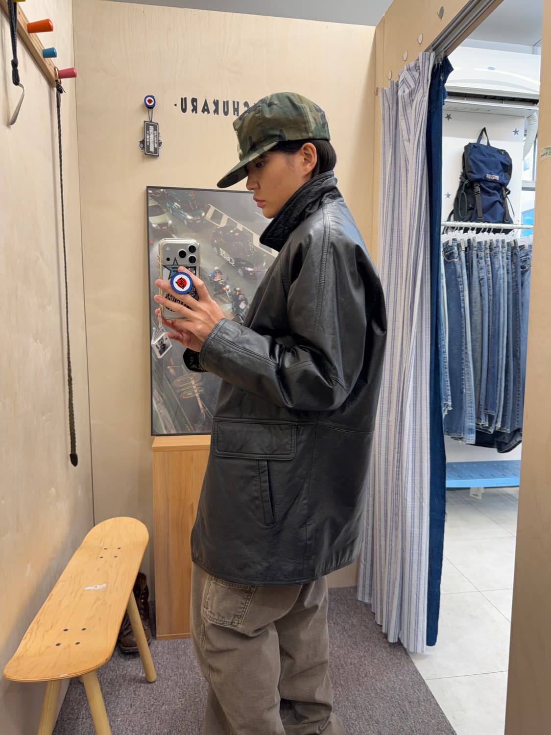 Vtg leather car coat 상품이미지6