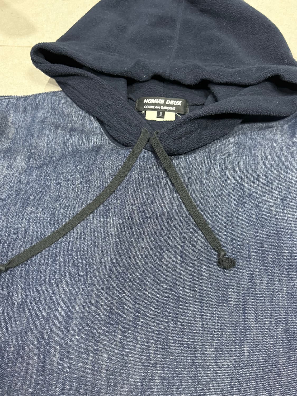 2013 꼼데가르송 아카이브 데님 플리스 원단 결합 후드 티셔츠 상품이미지2