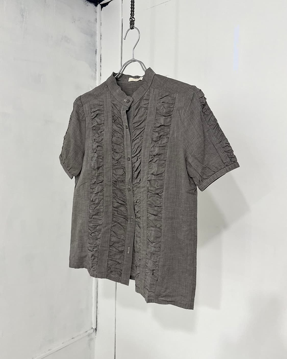 Grey Shirring Cotton Shirt 상품이미지1