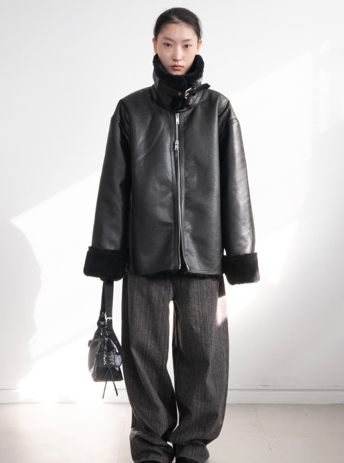 피키소사이어티 Buckle Leather Jacket (Black) 상품이미지1