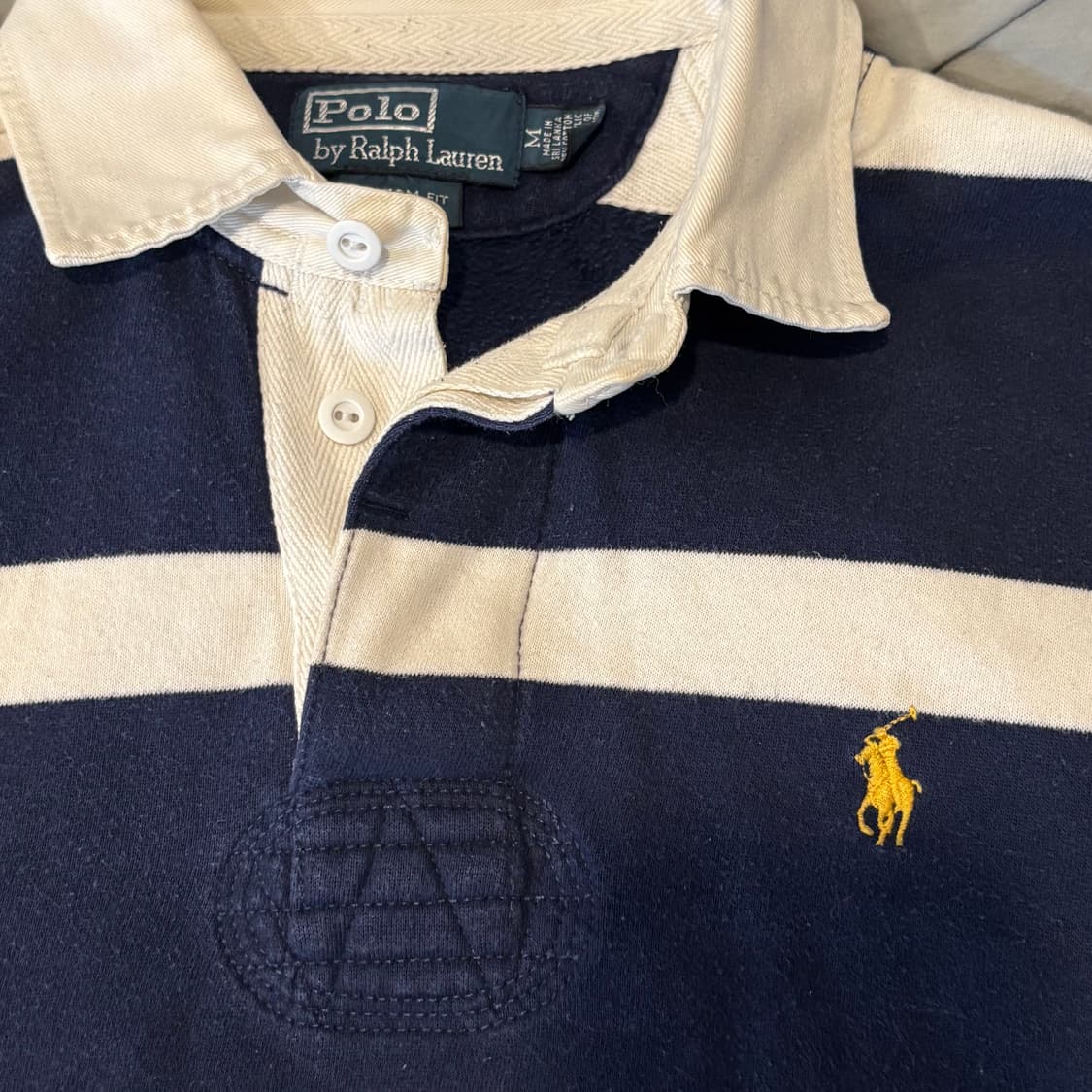 폴로 랄프로렌 커스텀핏 M 네이비 럭비 카라 티  상품이미지2
