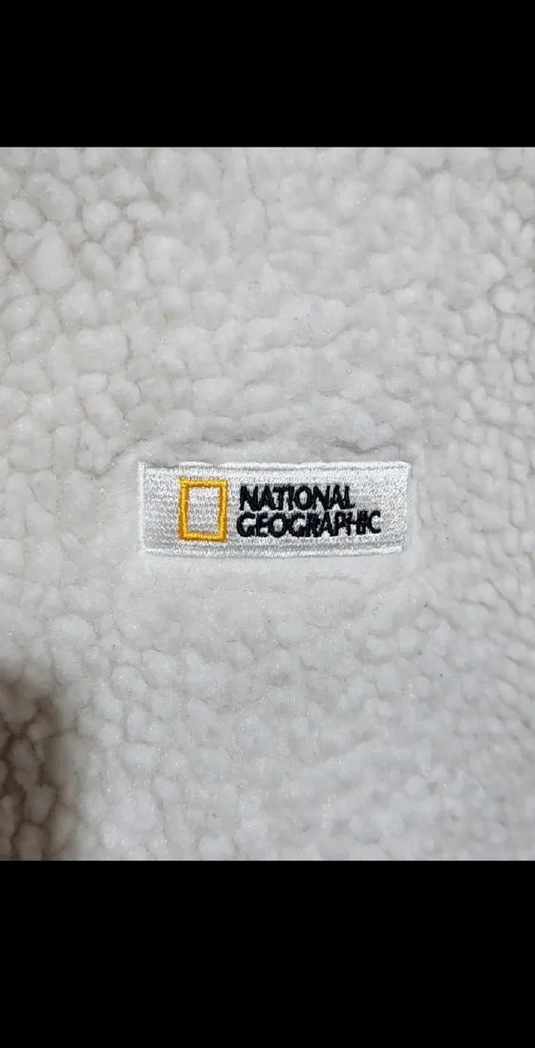 (L) 내셔널지오그래픽 후리스 와펜점퍼 화이트 뽀글이 플리스 자켓  상품이미지4