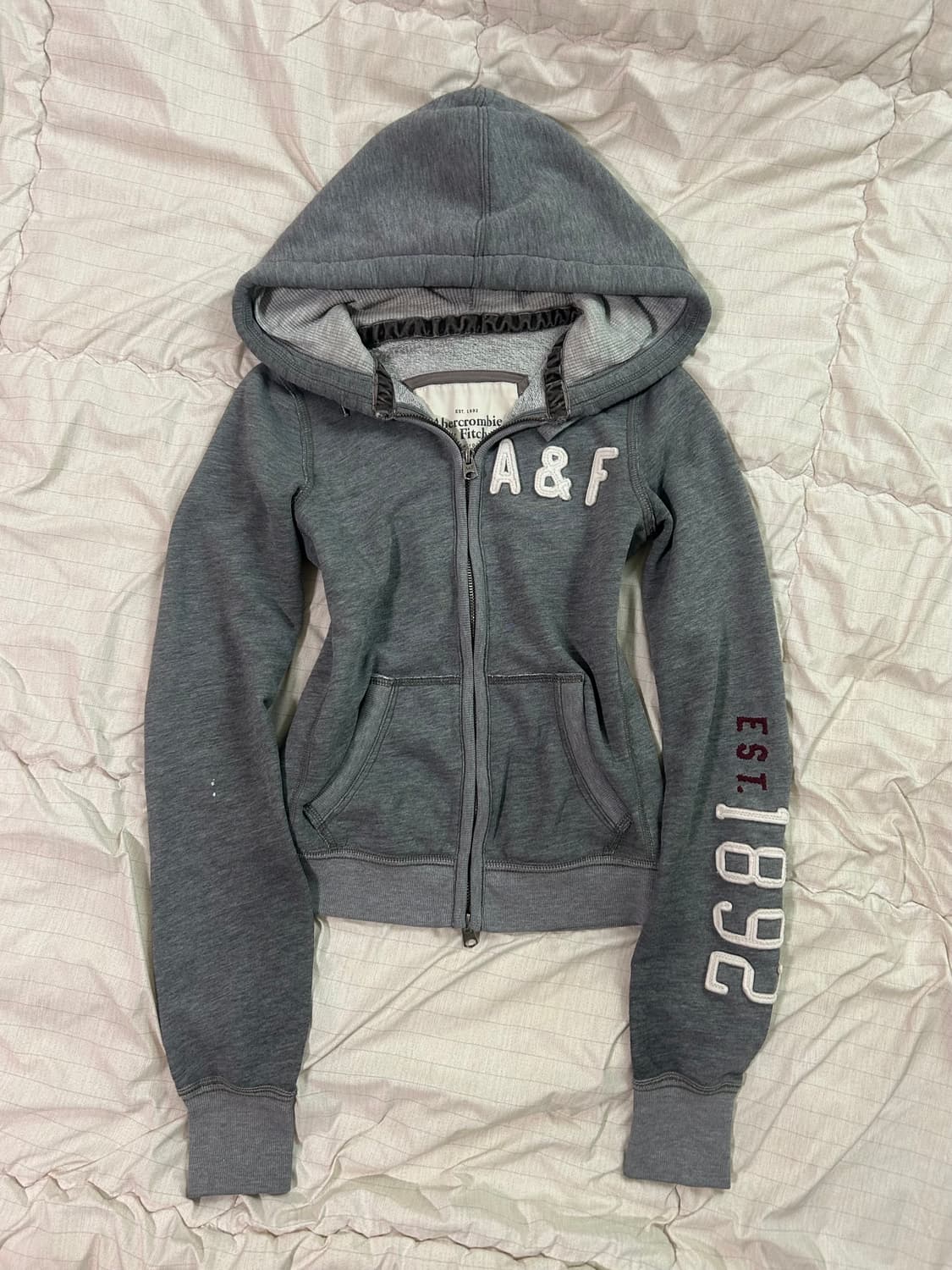 유일매물 대대장 아베크롬비 딱붙 진그레이 팔 패치 후드집업 상품이미지4