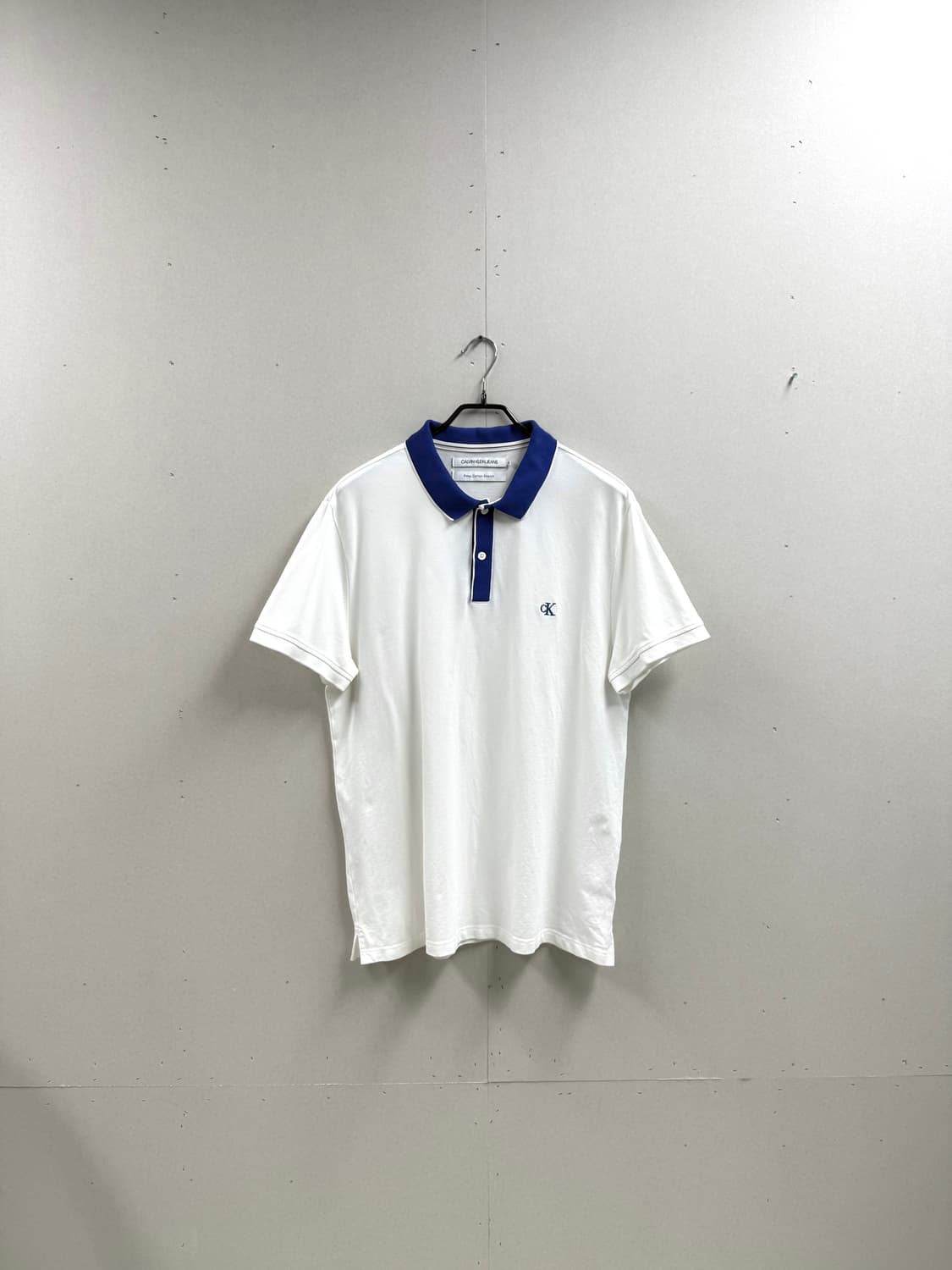 남성 XL / CK 캘빈클라인 반팔 카라티셔츠 화이트 블루 상품이미지1