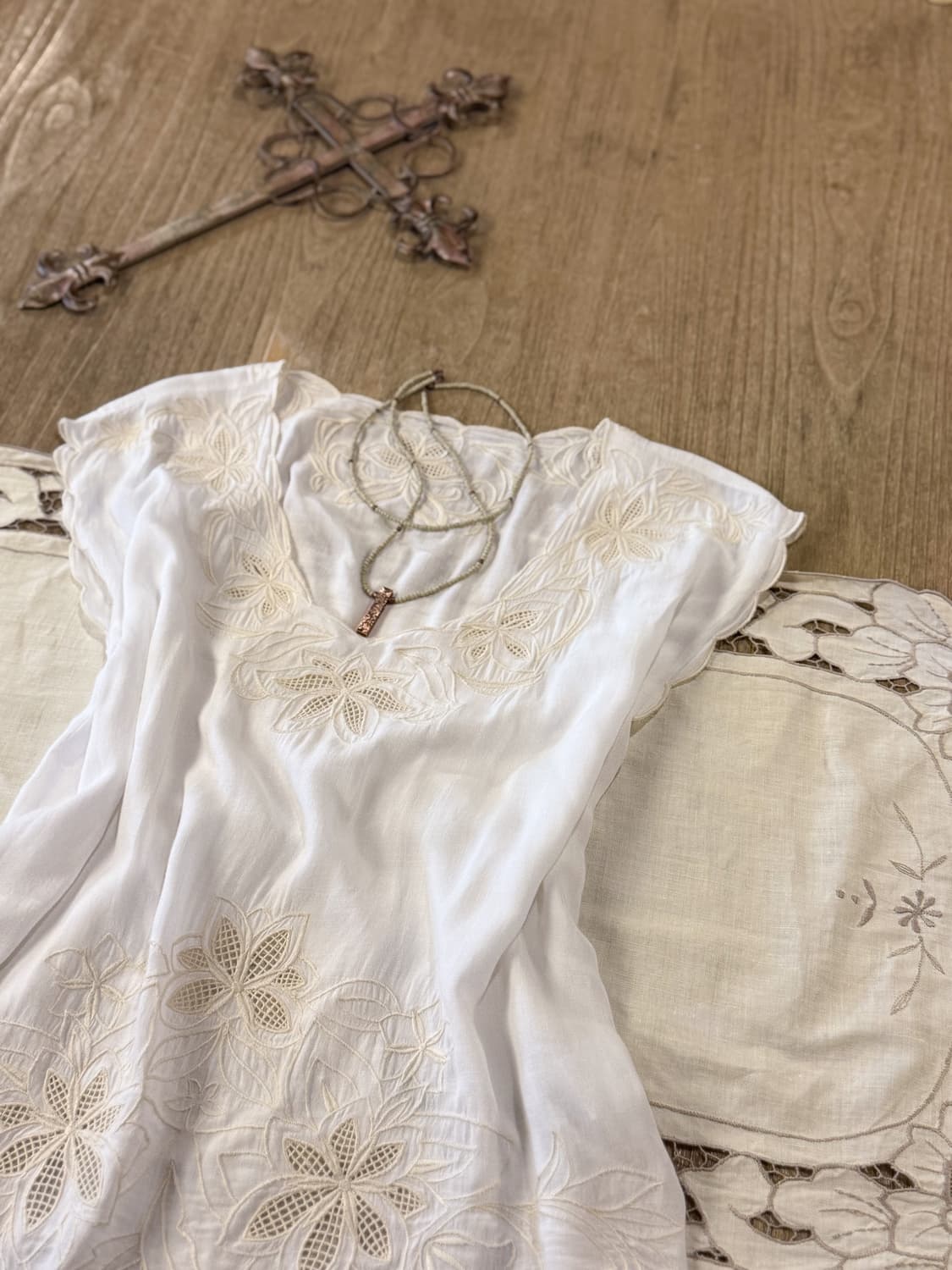 Floral Embroidered Linen Vest 0057 상품이미지5