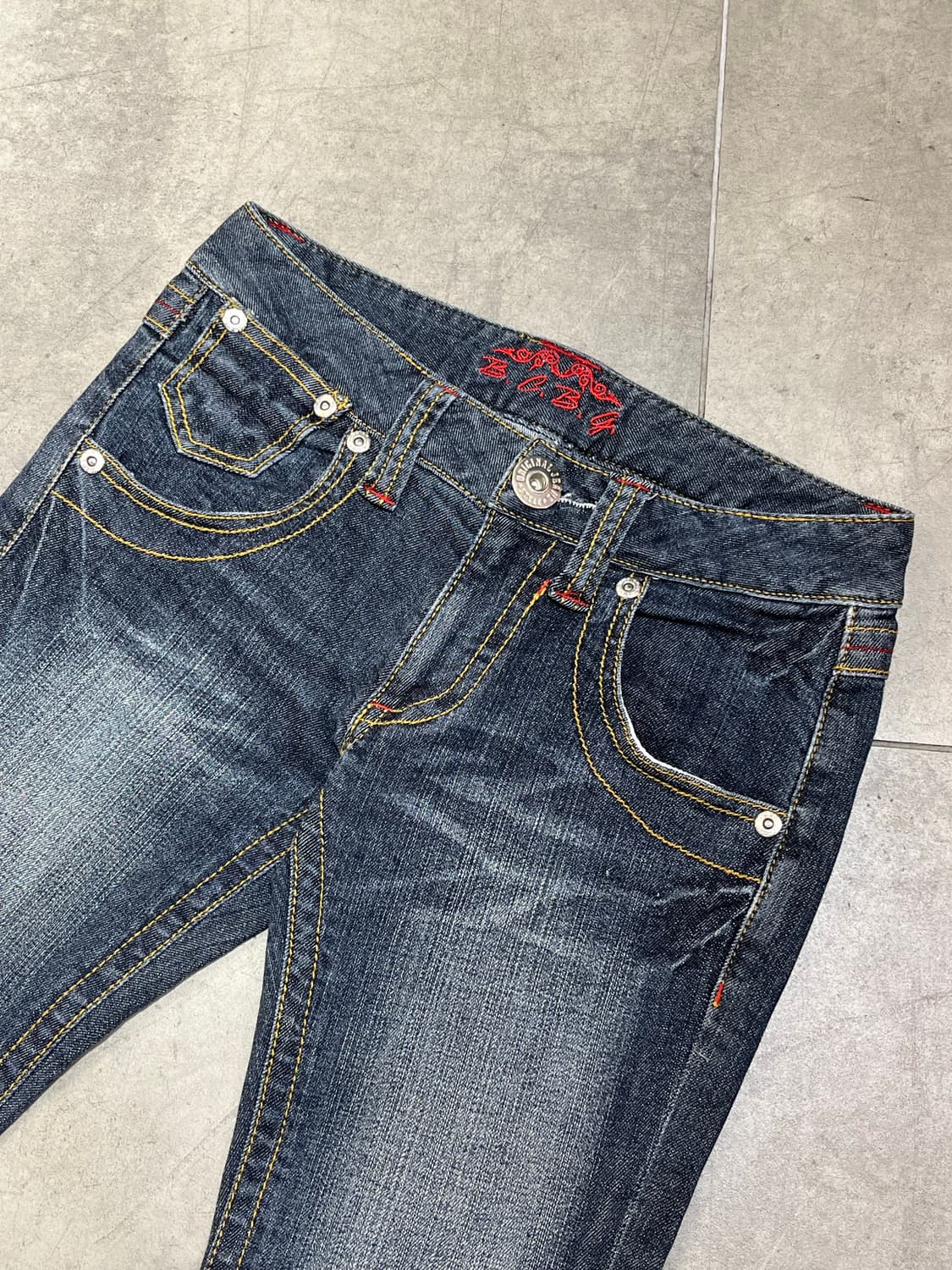 일본 빈티지 BCBG y2k 피스마크 큐빅 부츠컷 데님 팬츠 상품이미지10