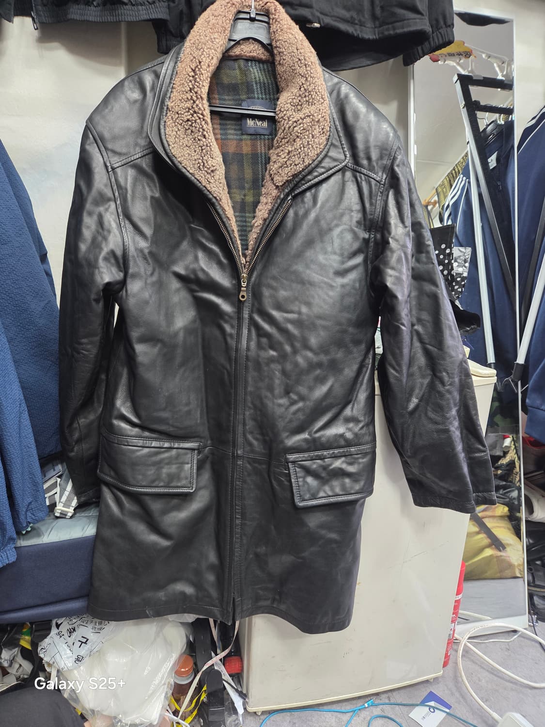 Me Neal   롱  가죽   코트 상품이미지1