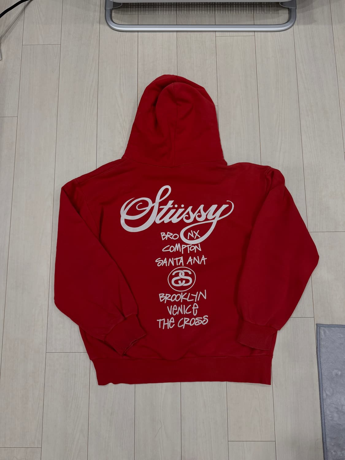 [L] 90's 빈티지 스투시 월드투어 후디 레드 상품이미지1