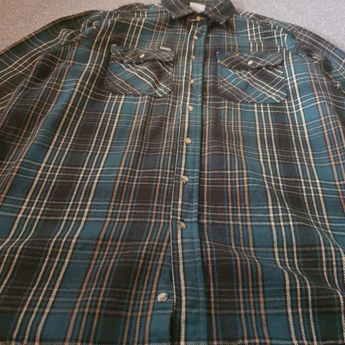 90s us made 칼하트 헤비웨이트 그린  플라넬 셔츠 상품이미지3