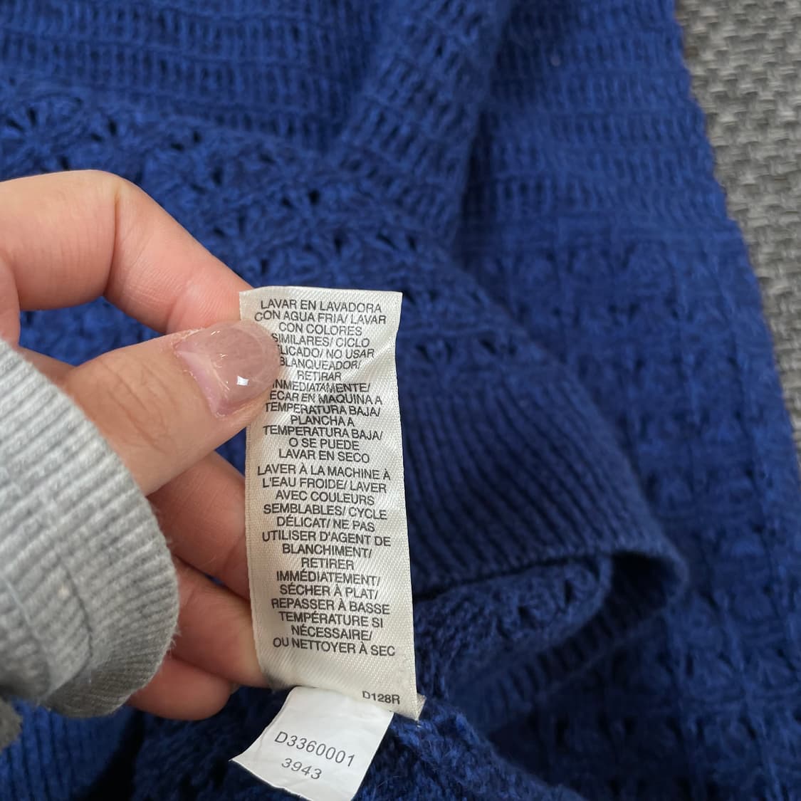 DKNY 네이비 그물 브이넥 시스루 긴팔 니트 2XL 상품이미지6