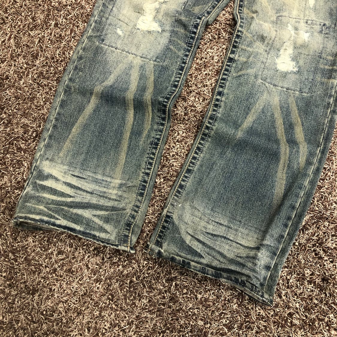 빈티지 데미지 워시드 디스트로이드 데님 팬츠 상품이미지3