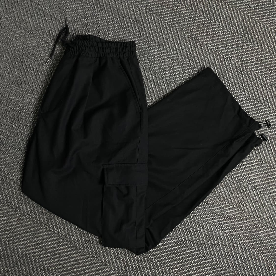 낫포너드 와이드 카고 스트링 팬츠 블랙y 4960 상품이미지1