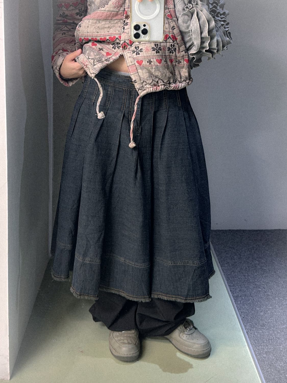 denim pleats skirt 상품이미지1