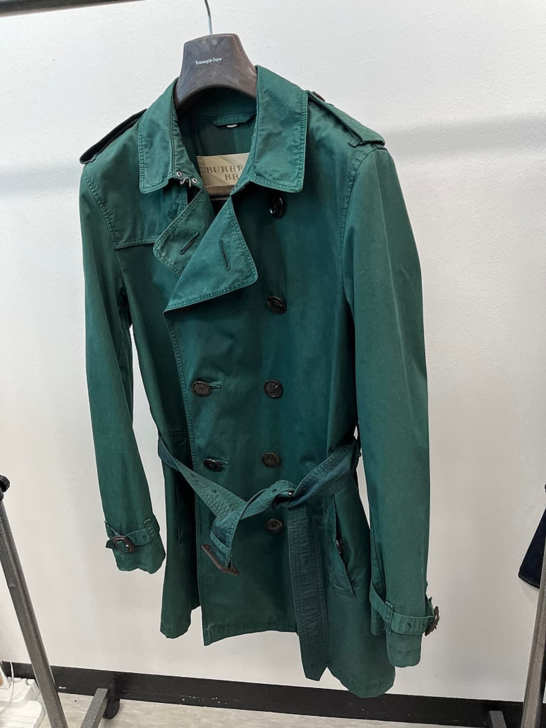 100) 버버리 모스그린 코튼 트렌치코트  상품이미지1