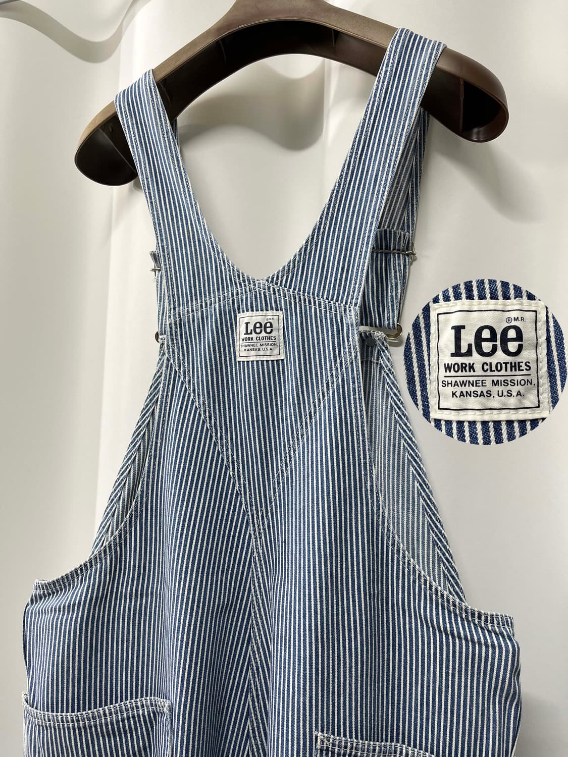 80's LEE 히코리 인디고 오버롤 카펜터 워크웨어 멜빵바지 91-SB 상품이미지8