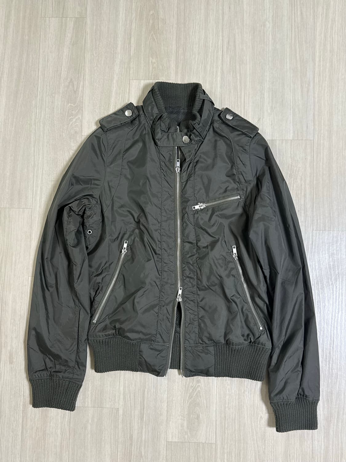 빈티지 카키 넥버클 점퍼 자켓 상품이미지1