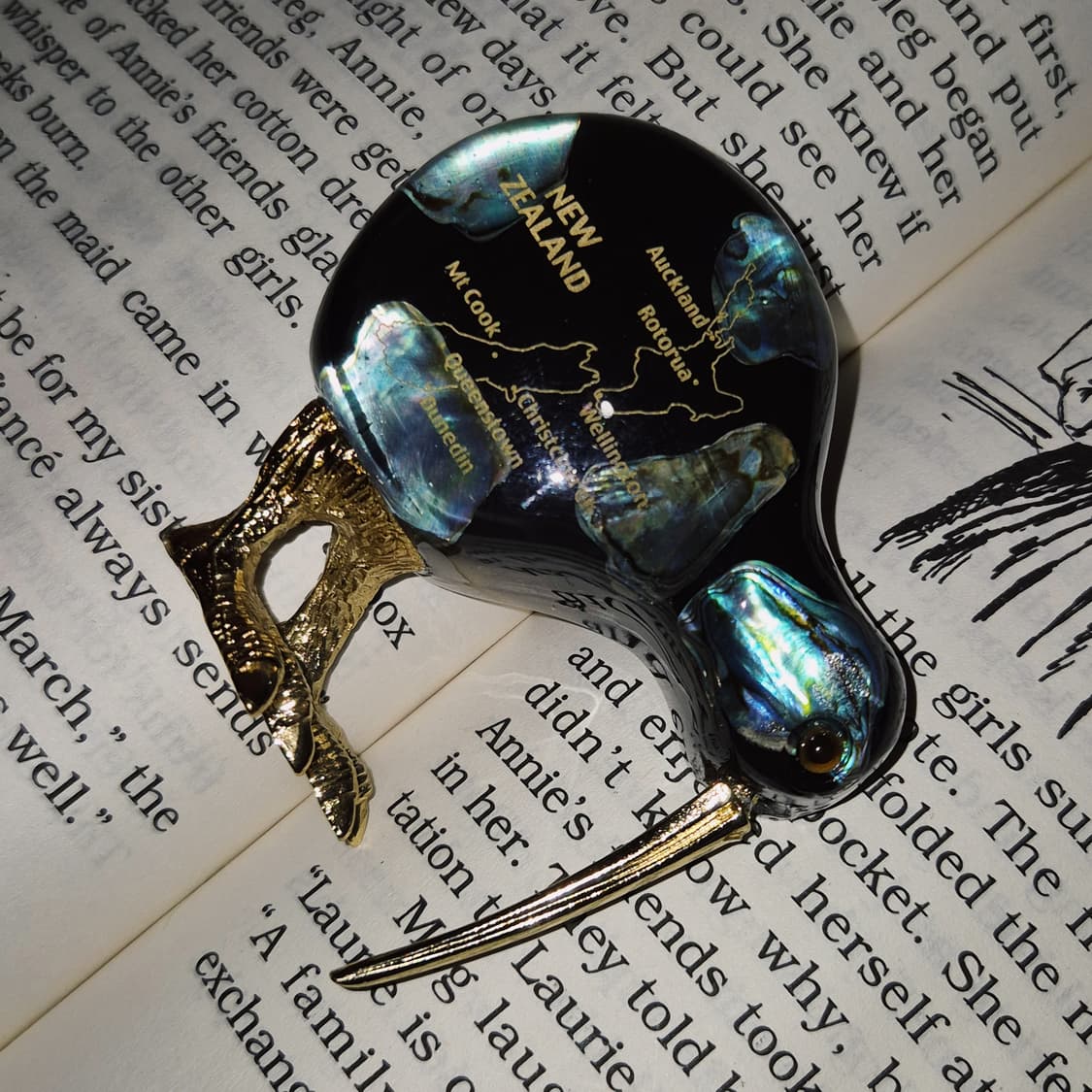 80s 뉴질랜드 파우아 자개 키위새 오브제 상품이미지8