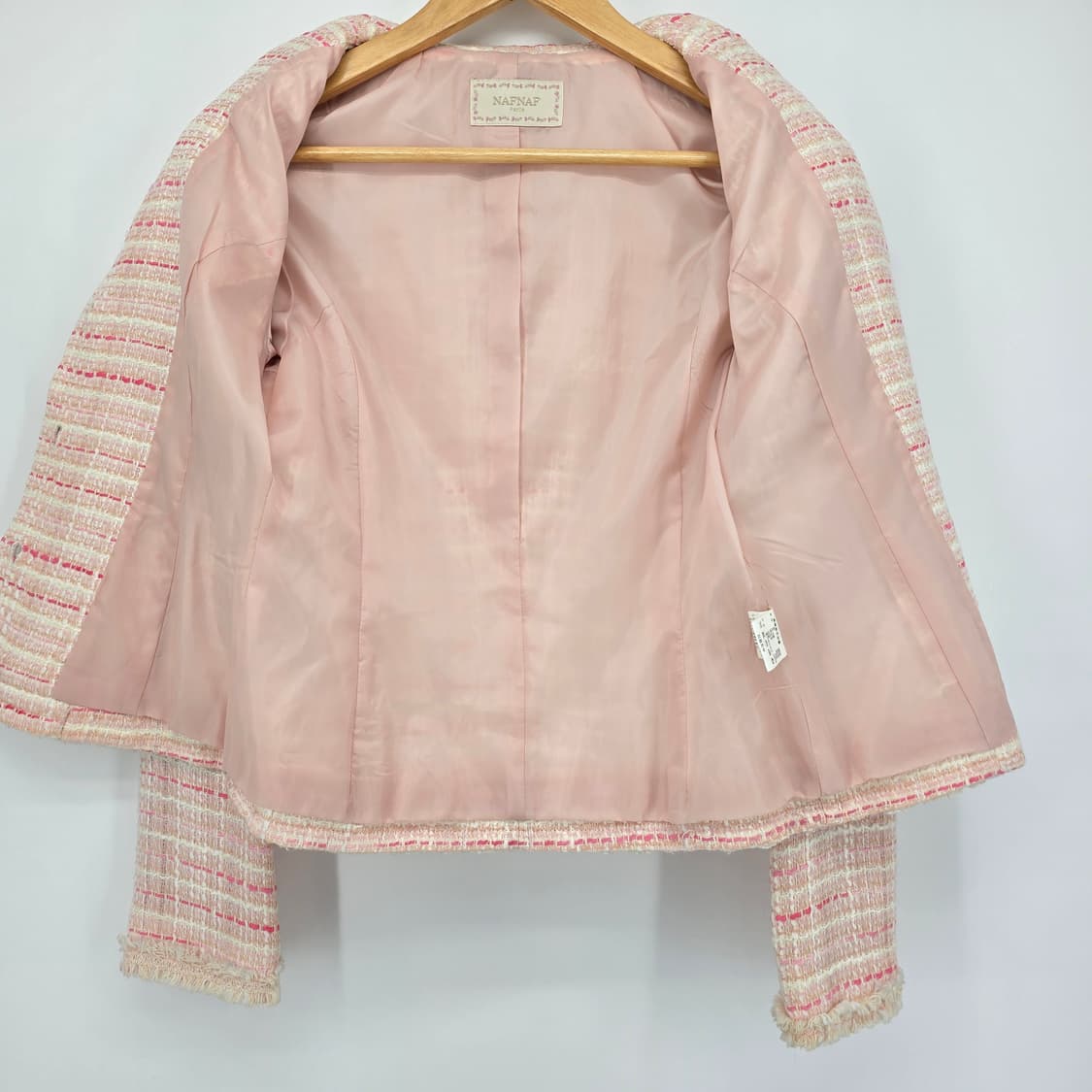 NAFNAF 파리 핑크 트위드 봄 코디 자켓 S 상품이미지5