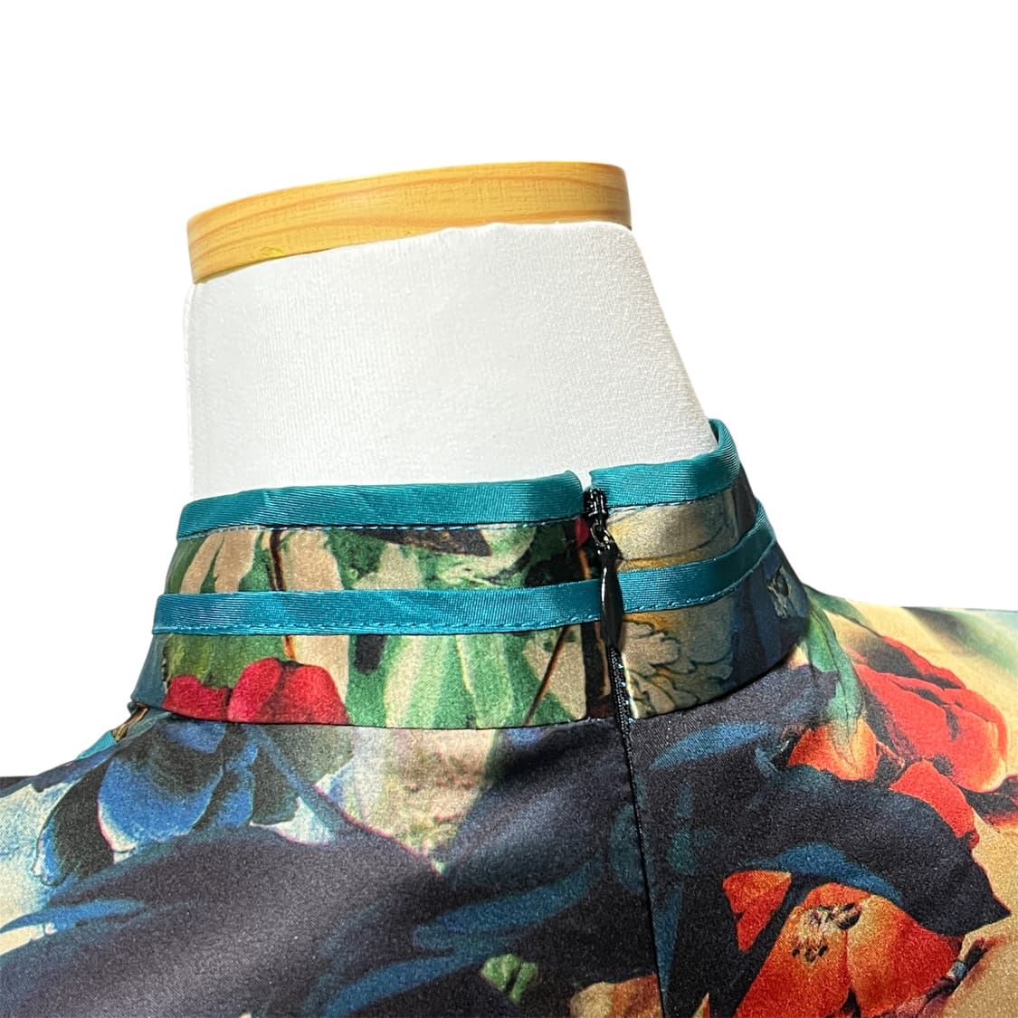 청록 플로랄 치파오 스타일 드레스 상품이미지3