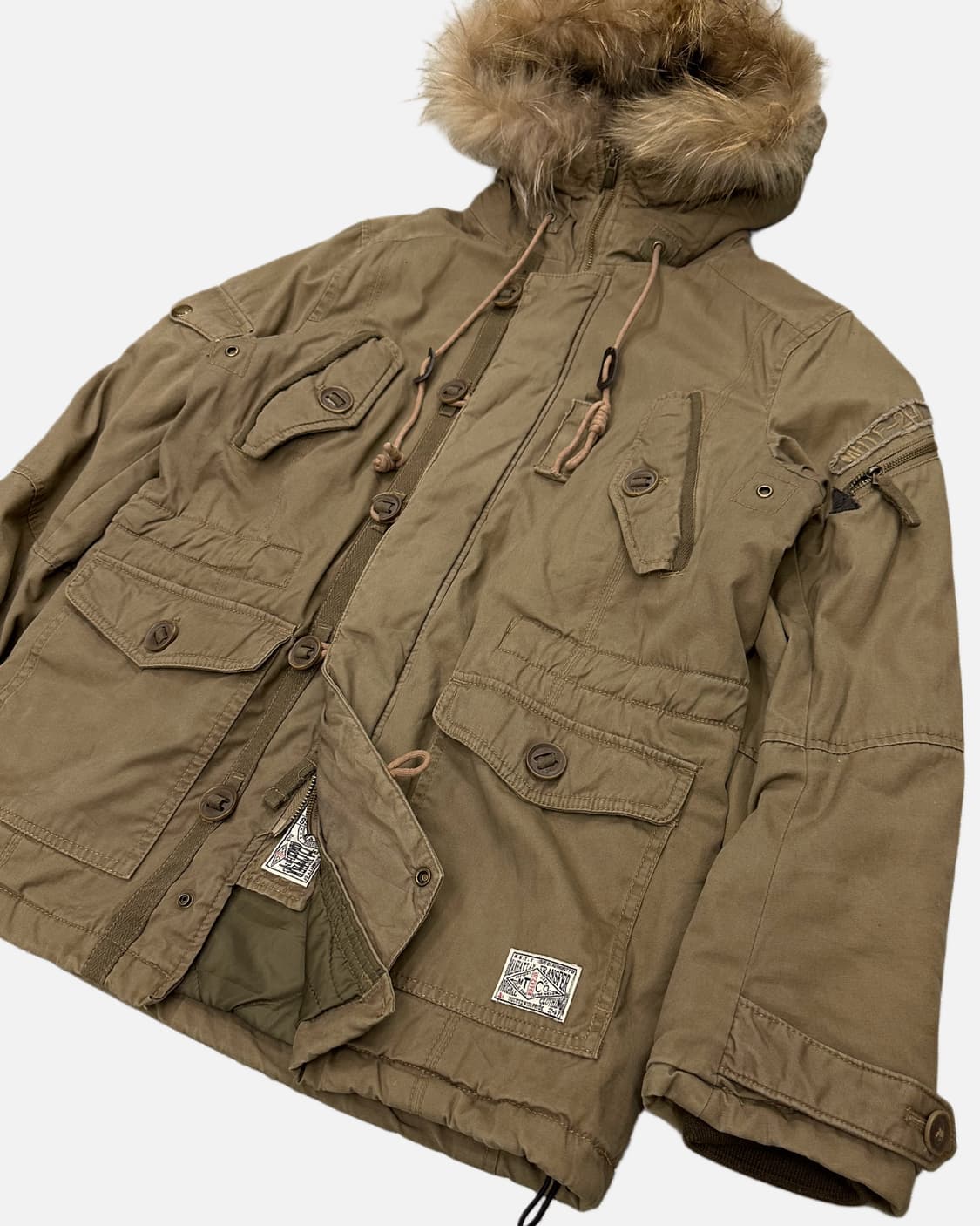 beige military fur hood parka 상품이미지5