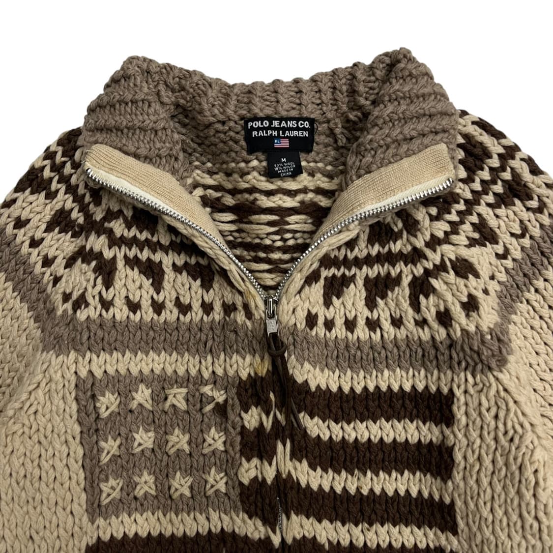 폴로 랄프로렌 브라운 성조기 코위찬 니트 집업 M 상품이미지4