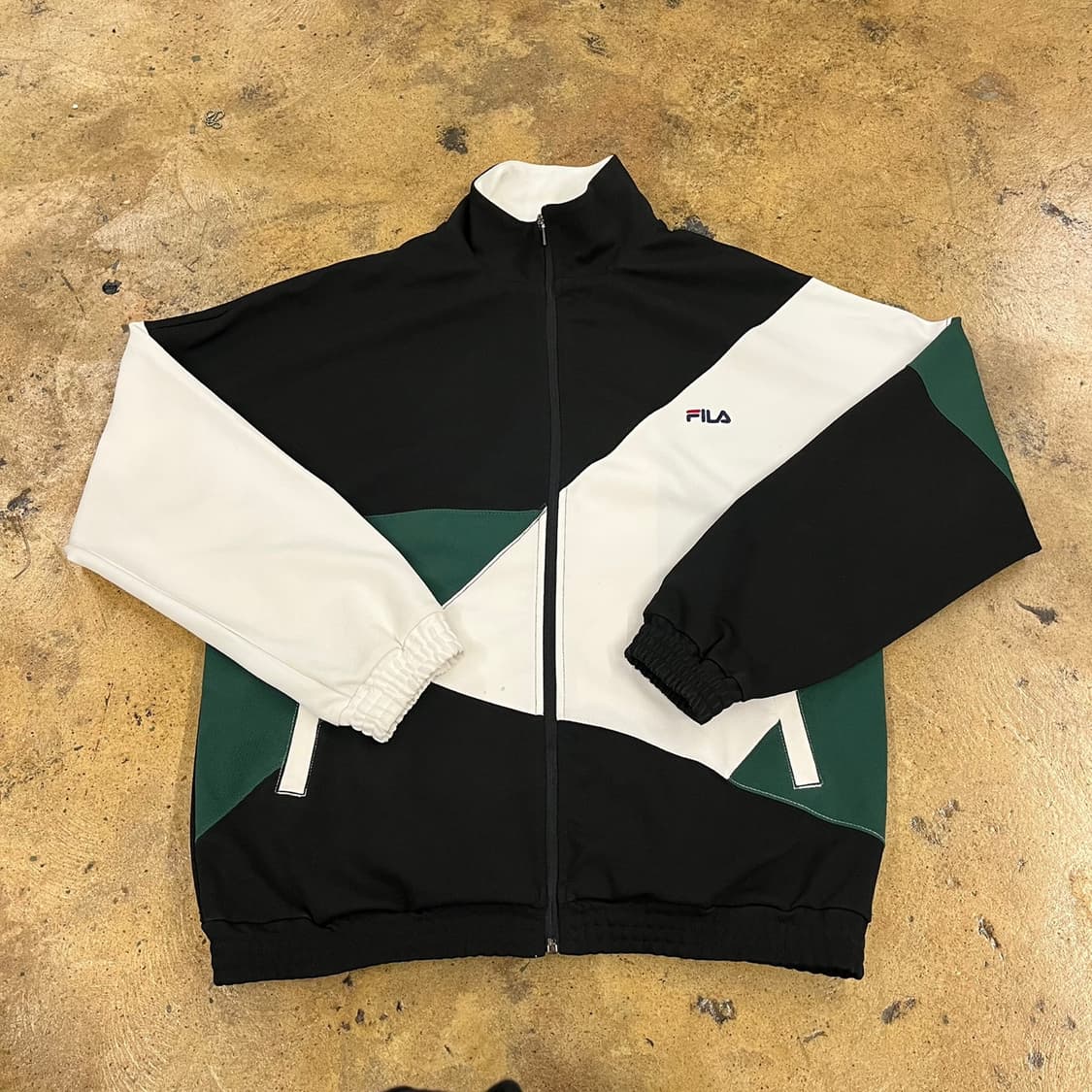 [정품/L] 휠라 블랙 화이트 그린 컬러 트랙 자켓 b19 상품이미지2