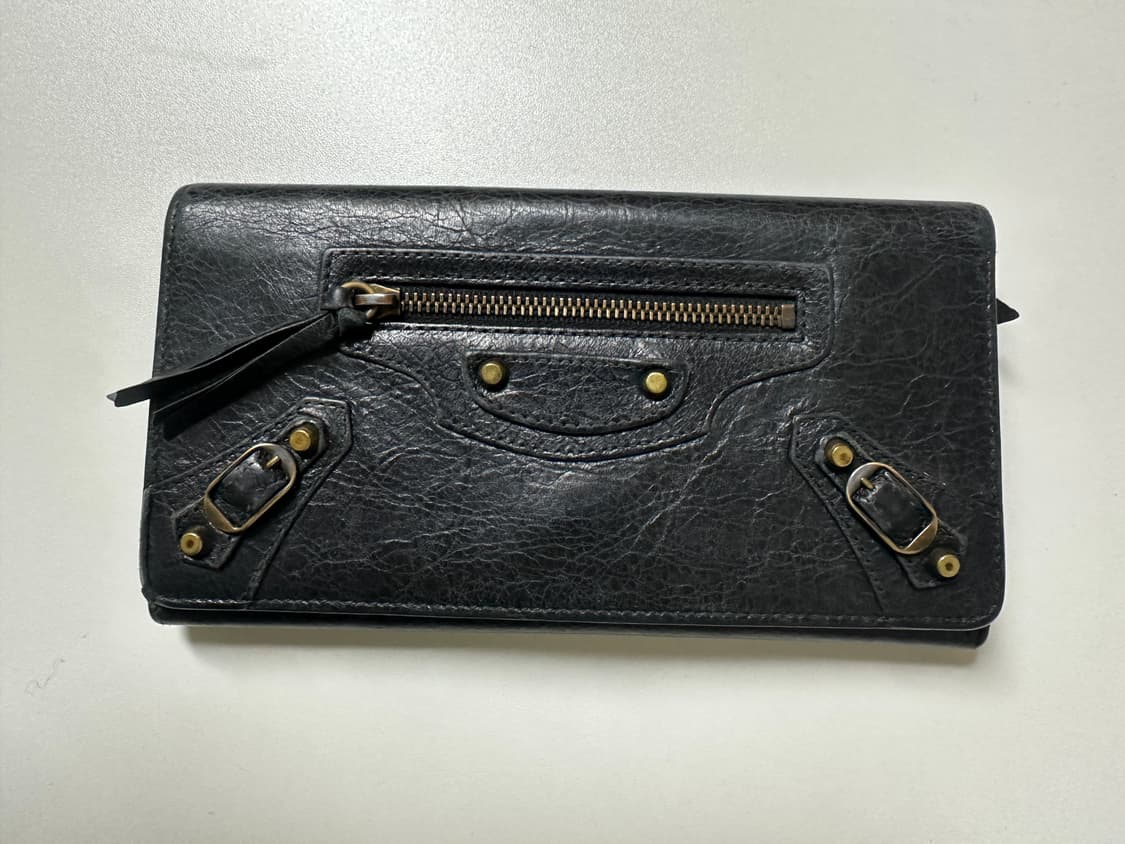 발렌시아가 모터 가죽 장지갑 블랙 상품이미지1