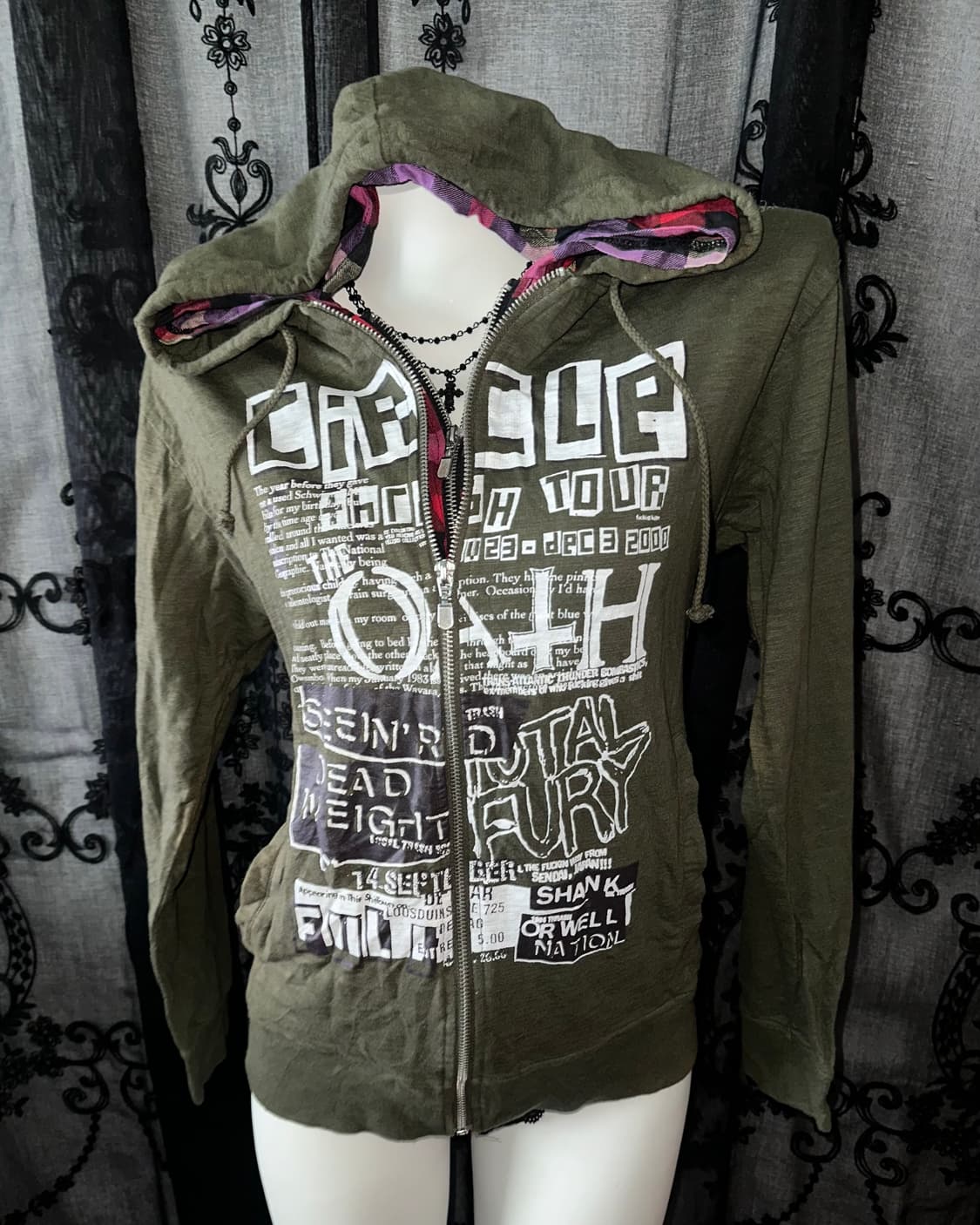 Mock Layered Plaid Zip-up 상품이미지2