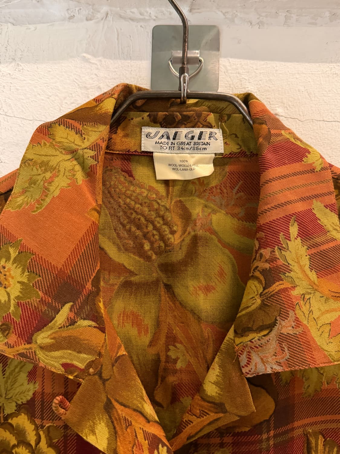 JAEGER 예거 브리티쉬 플로럴 패턴 울 셔츠 L 상품이미지2