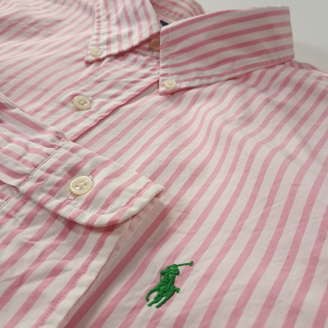 CK161 XL 폴로 00s 베이비핑크 스트라이프 셔츠 남방 상품이미지4