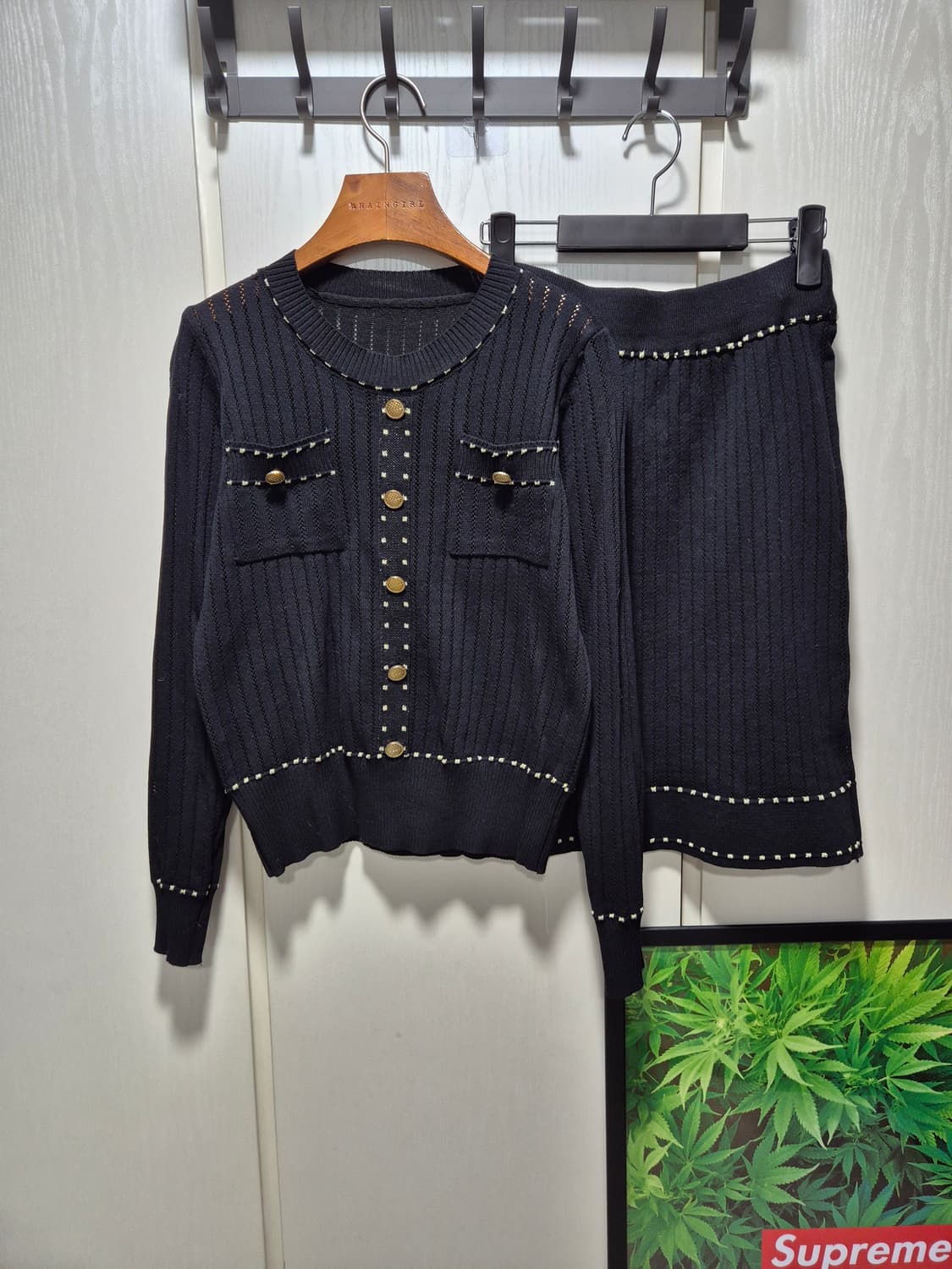 (세일)(새상품)vtg니트 스커트 투피스 세트 블랙 상품이미지1