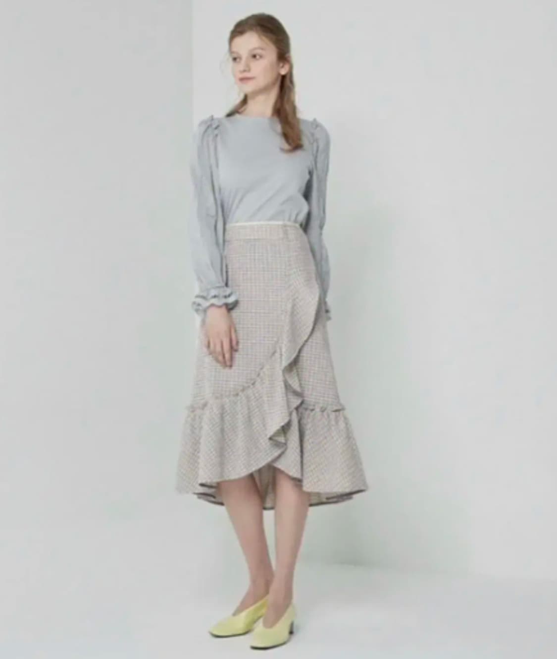 SJSJ 시어서커 연보라 미디 스커트 상품이미지5