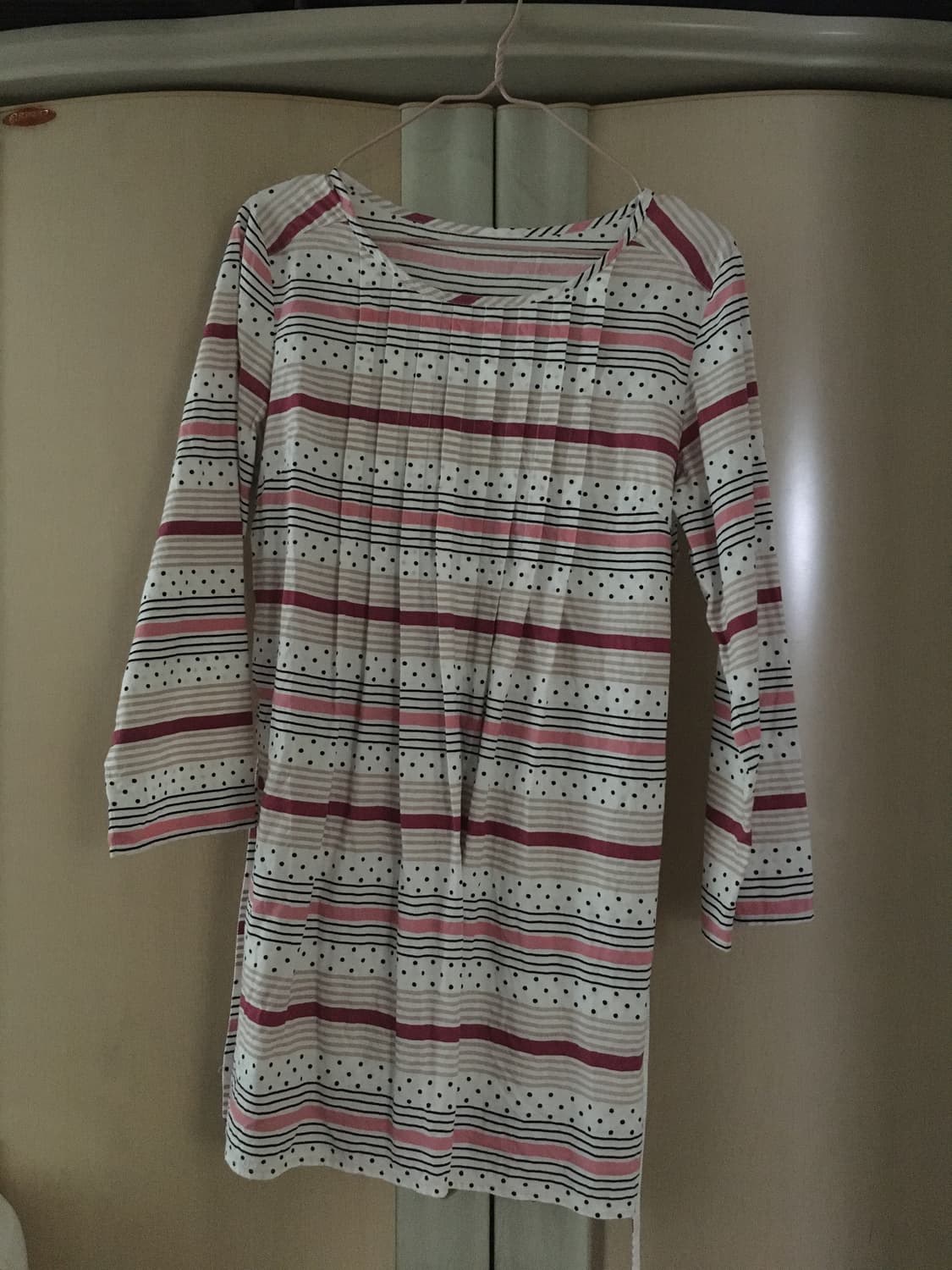 일본빈티지 플리츠 도트 블라우스 원피스 레이어드 상품이미지1