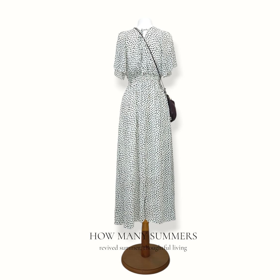 GRL 달마시안 패턴 롱 원피스 M 아이보리 브이넥 밴딩 폴리 상품이미지3
