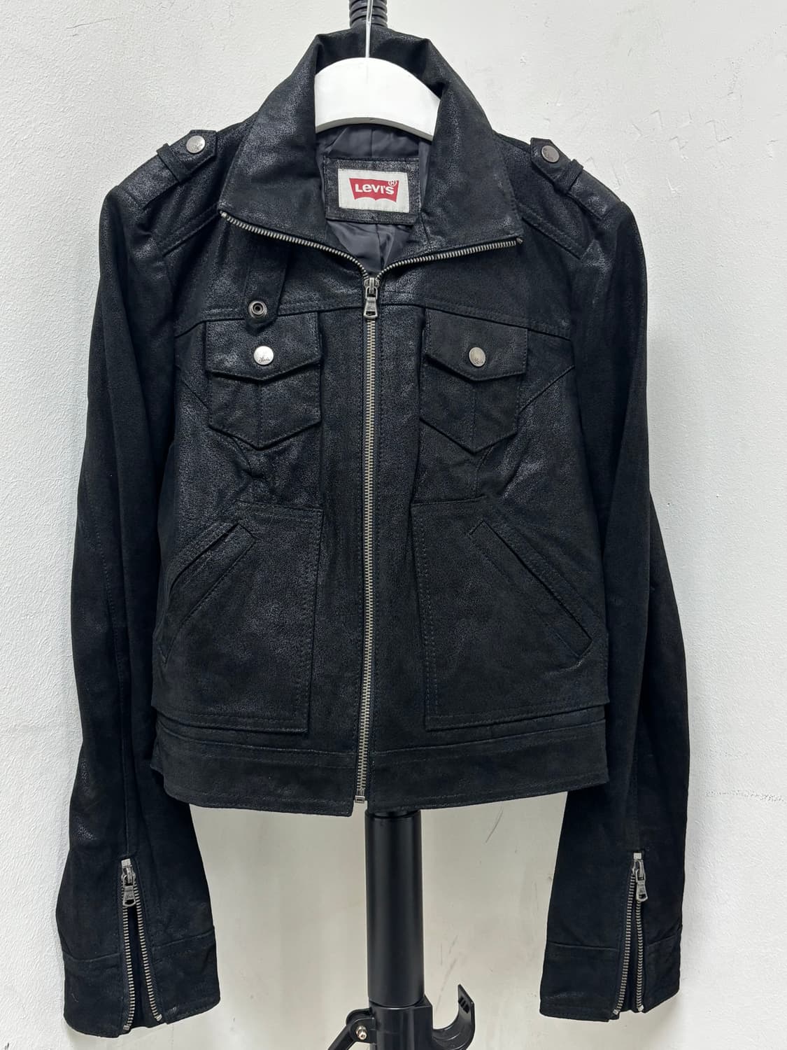 Y2K Genuine Leather Black High Neck Buck 상품이미지8