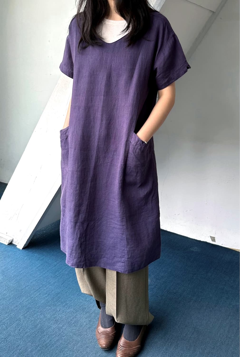 Linen wide design onepiece 상품이미지3