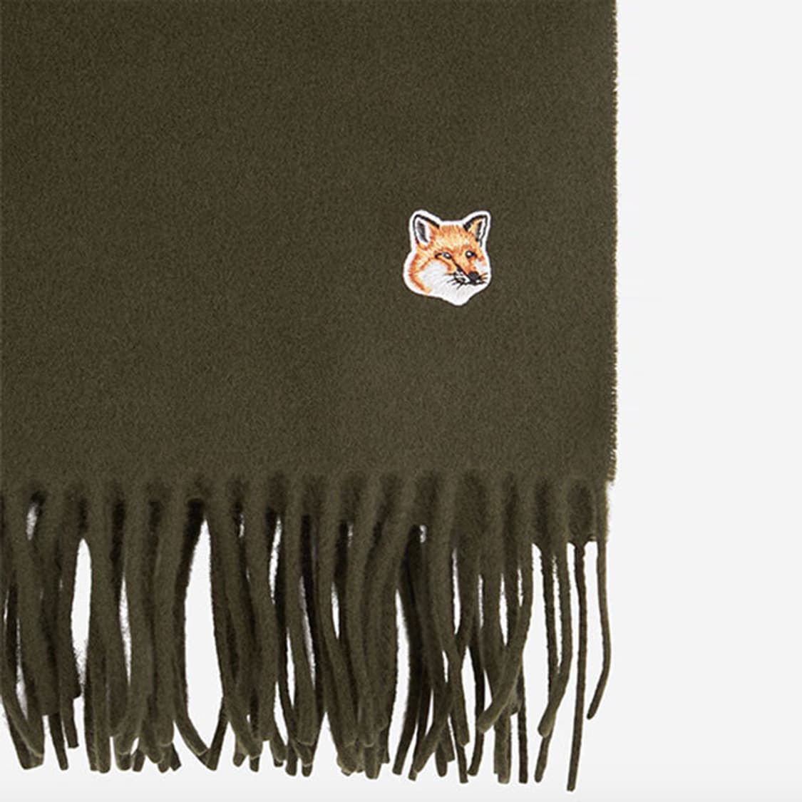 메종키츠네 폭스헤드 울 머플러 카키베이지 상품이미지2