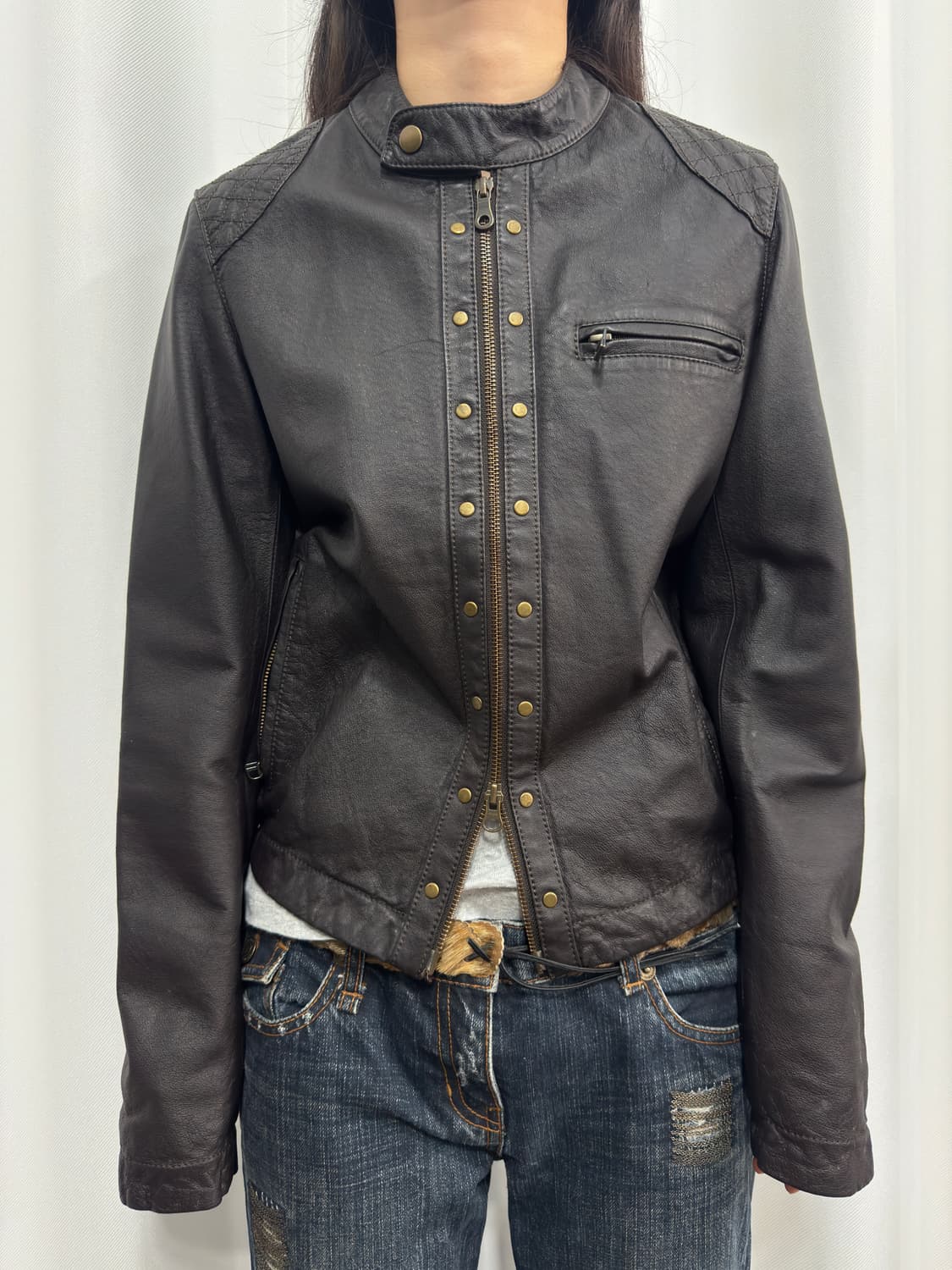brown leather twoway jacket 상품이미지1