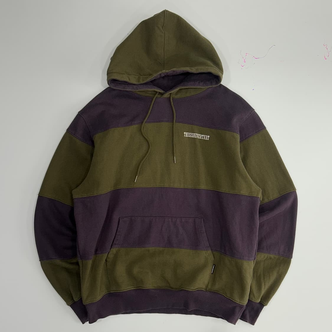 Thisisneverthat 디스이즈네버댓 카키 퍼플 스트라이프 후드티 상품이미지4