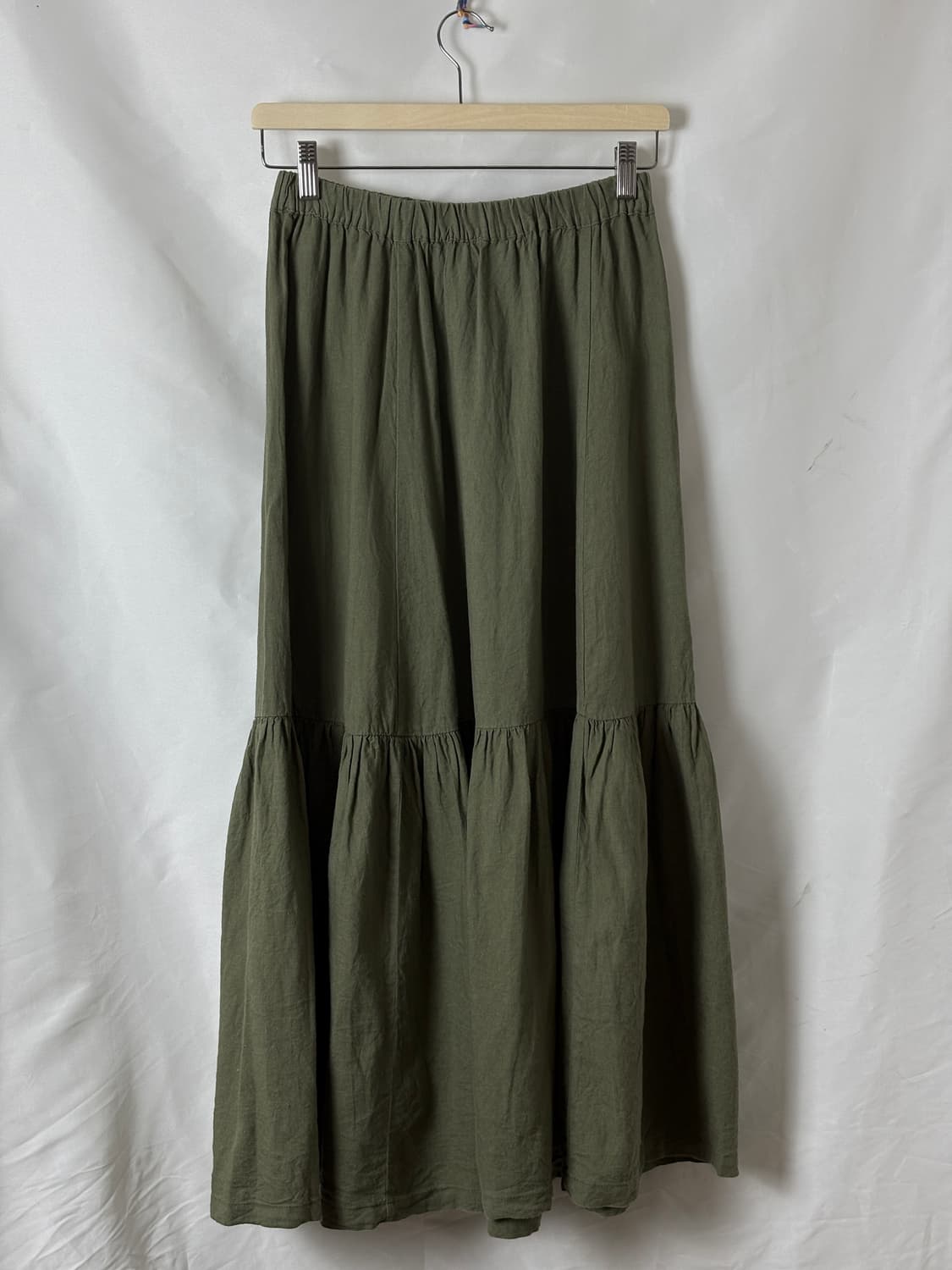 하프 플레어 카키 롱 스커트 상품이미지1