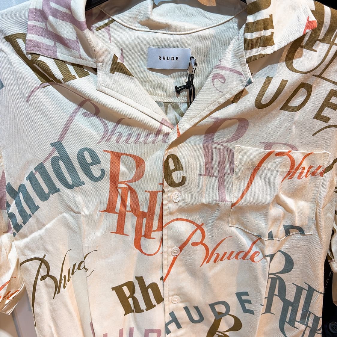 (정품/새상품) RHUDE 루드 남성 크림 로고 패턴 반팔 셔츠 상품이미지2